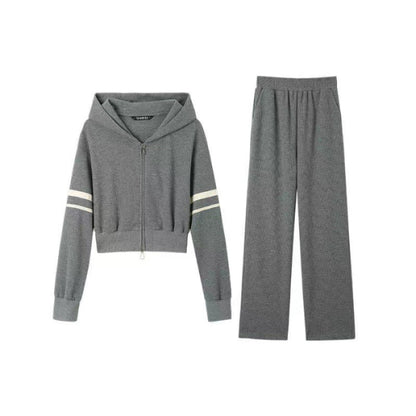 Damen Sportset Hoodie Jogginghose Baumwolle Weite Passform