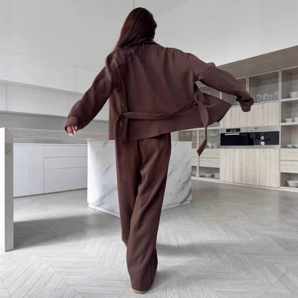 Damen Zweiteiler-Set mit Knöpfjacke und Komfort-Hose