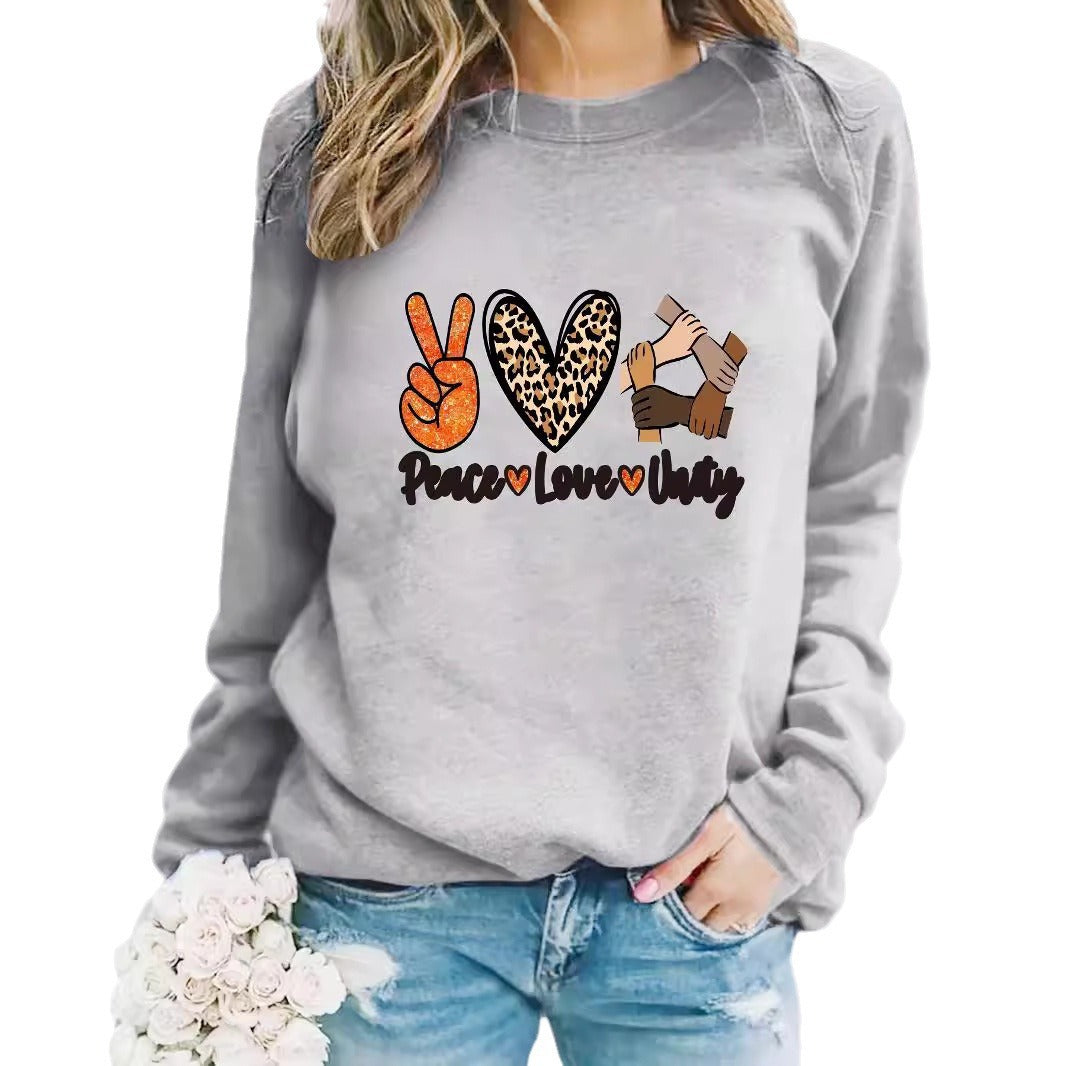 Damen Sweatshirt Peace Love Unity Motiv Norvielle