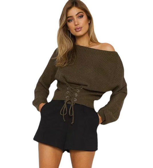 Damen Strickpullover mit Schnürdesign Norvielle