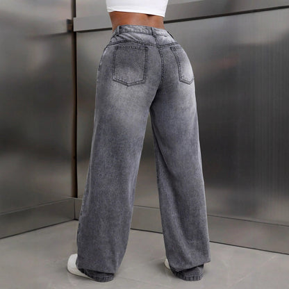 Damenweite Jeans Hochwertiger Denim