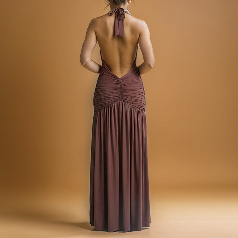 Damen Maxikleid V-Ausschnitt Drapierter Stoff Norvielle