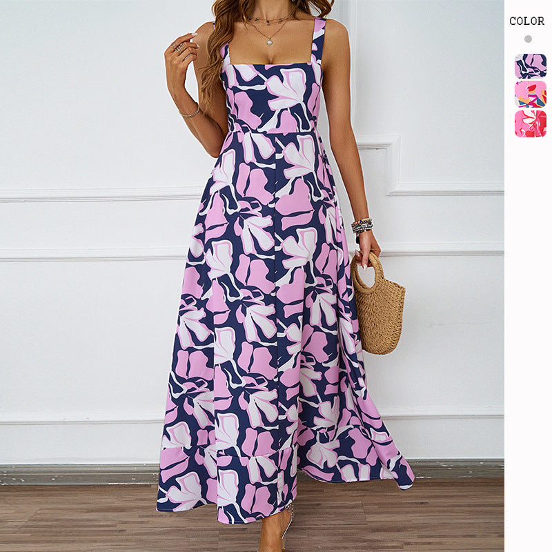 Damen Maxikleid Floralmuster Raffinierte Träger Norvielle - Norvielle