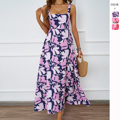 Damen Maxikleid Floralmuster Raffinierte Träger Norvielle - Norvielle