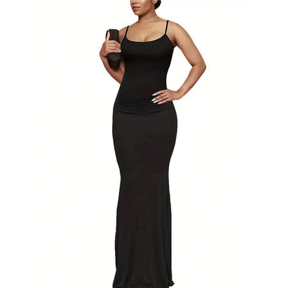 Damen Maxikleid schmale Träger fließend Norvielle