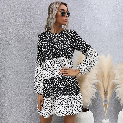 Damen Kurzarmkleid Lässig Punkte Voluminöse Ärmel Norvielle