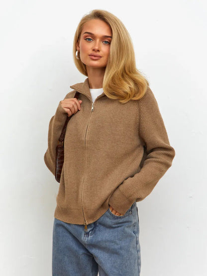 Damen Strickjacke Hochkragen Norvielle