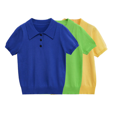 Damen Poloshirt Kurzärmelig Klassische Knöpfe Norvielle