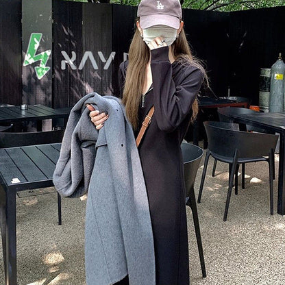 Damen Kapuzenkleid Längeres Design Lässiger Schnitt