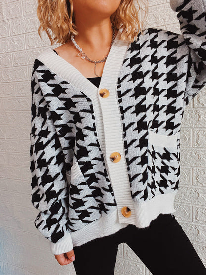 Damen Strickjacke modernes Hundemuster Norvielle