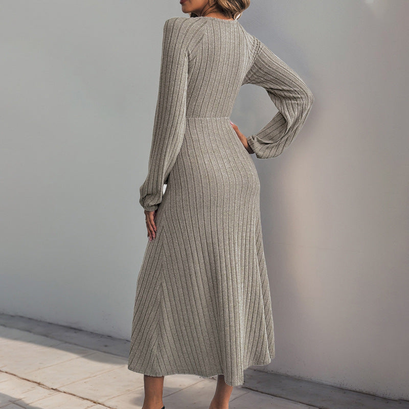 Damen Wickelkleid Strukturiert Knöpfe Norvielle