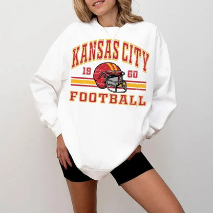 Damen Oversized Sweatshirt Football-Motiv Norvielle