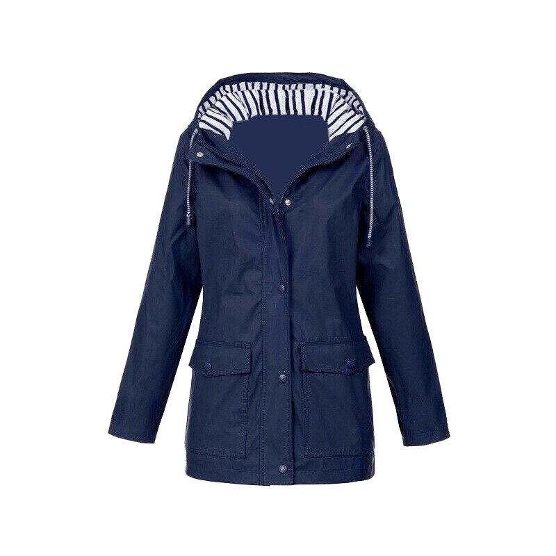 Damen Regenjacke mit Kapuze und Reißverschluss