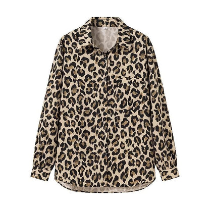 Damen Leinenhose Leopardenmuster Weite Bein