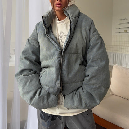Damen Oversized Steppjacke Hochkragen Norvielle
