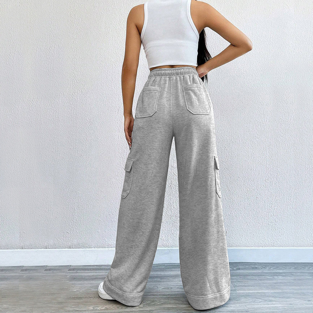 Damen Cargo-Hose Weite Beine Elastischer Bund Norvielle