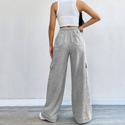 Damen Cargo-Hose Weite Beine Elastischer Bund Norvielle