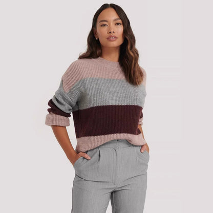 Damen Pullover Blockdesign Lässig Norvielle