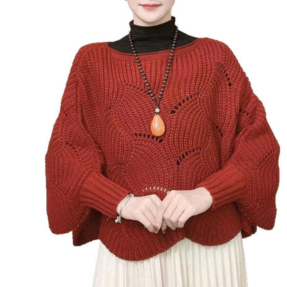 Damen Strickpullover Luftiger Look Lochmuster Norvielle