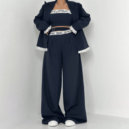 Damen Elegantes Zweiteiliges Set mit Spitzen-Details