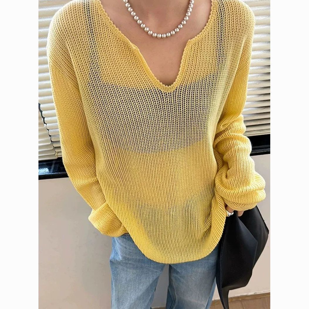 Damen Pullover V-Ausschnitt Lässig Norvielle