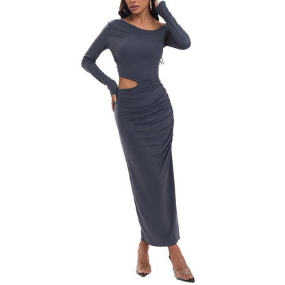 Damen Maxikleid mit Rüschendetails Elegante Drapierung