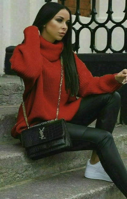 Damen Strickpullover Rollkragen Hochgeschlossen Norvielle