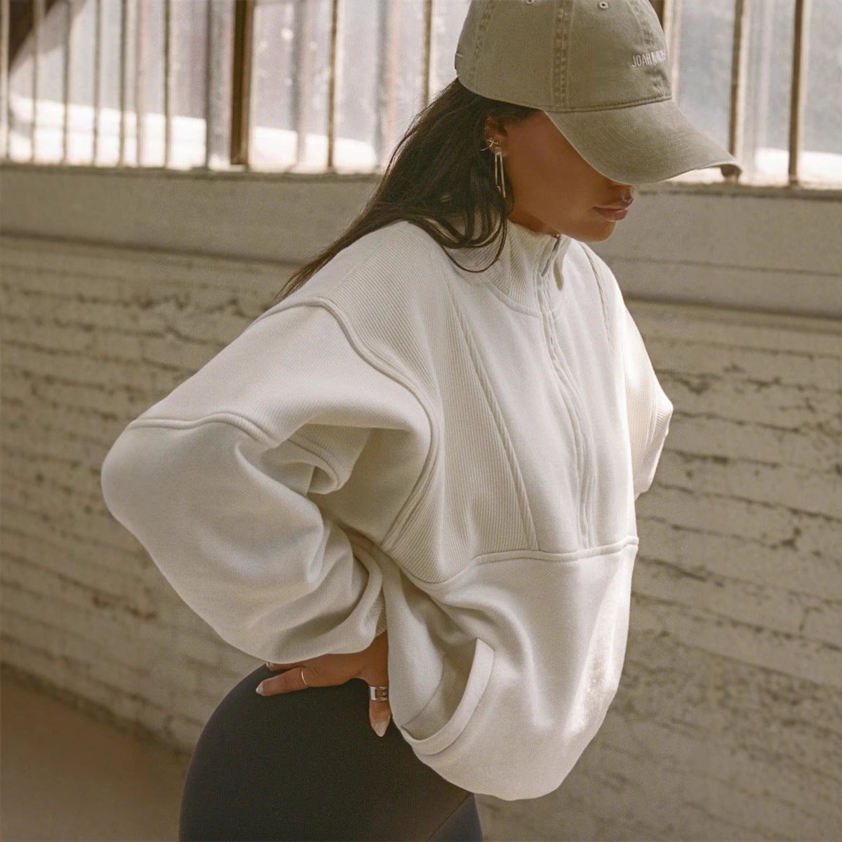 Damen Stehkragenpullover Elastisch Reißverschluss Norvielle - Norvielle