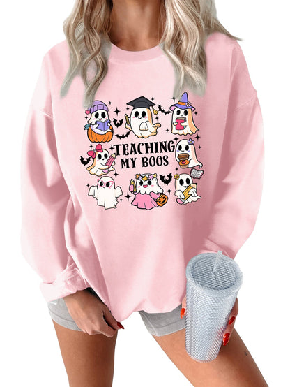 Damen Sweatshirt Halloween-Motiv Lässiger Schnitt Grün