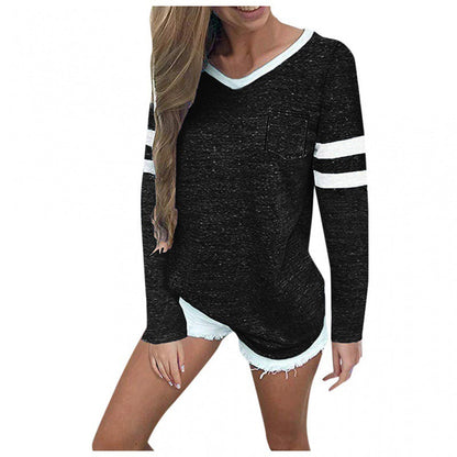 Damen Pullover Streifen-Design Lässig Beige