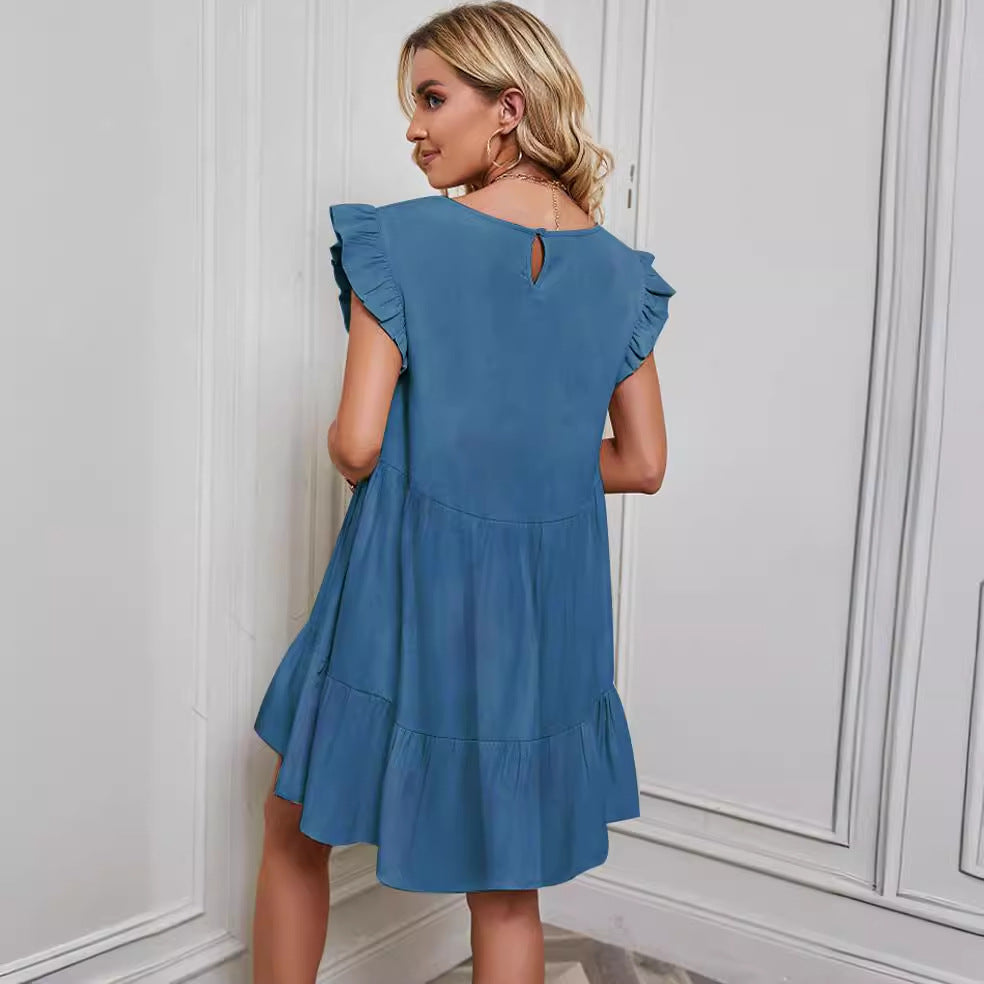 Damen A-Linien-Kleid Kurz Volant Norvielle