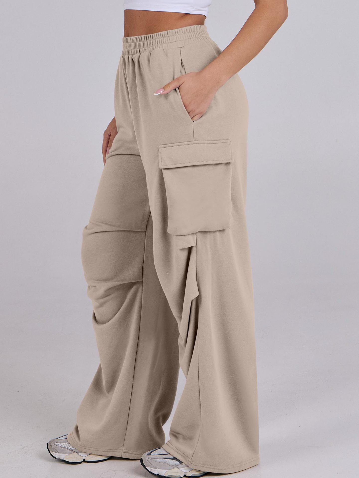 Damen Cargo-Hose Elastischer Bund Weite Beine Norvielle