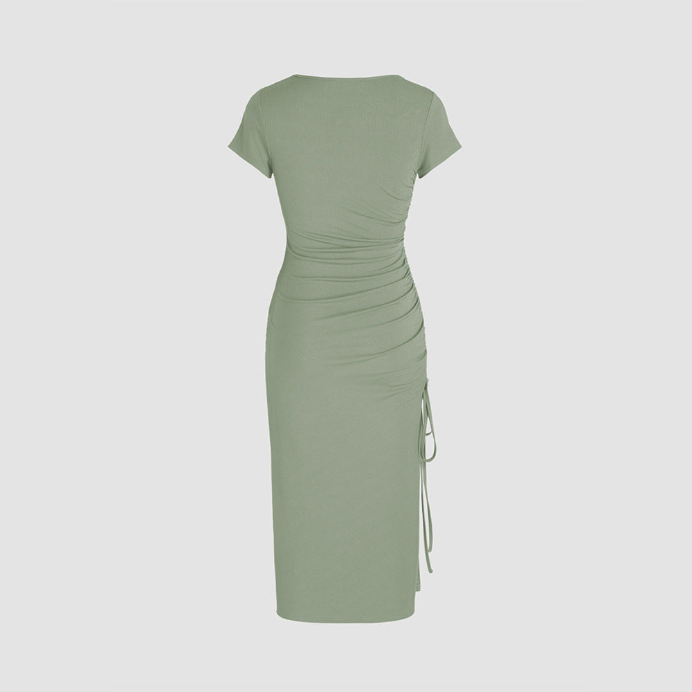 Damen Midi-Kleid Figurbetont Seiden Norvielle