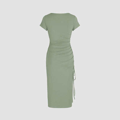 Damen Midi-Kleid Figurbetont Seiden Norvielle