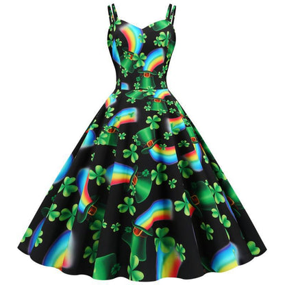 Damen A-Linien Kleid Leuchtendes Motiv Norvielle