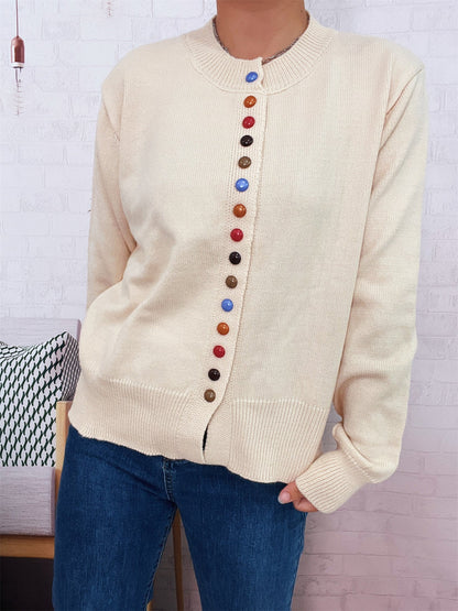 Damen Strickjacke Farbenfroh Mit Knöpfen Norvielle