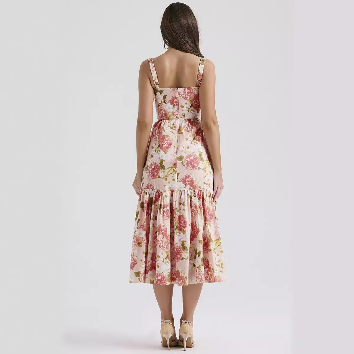 Damen Maxi-Kleid Floralmuster Seitentaschen Norvielle