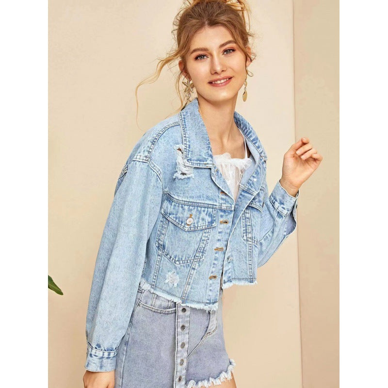 Damen Denimjacke Distressed