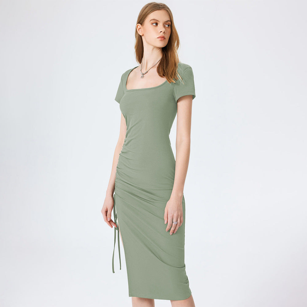 Damen Midi-Kleid Figurbetont Seiden Norvielle