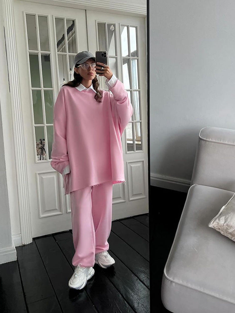 Damen Oversize Sweatanzug Moderner Schnitt Lässig Beige