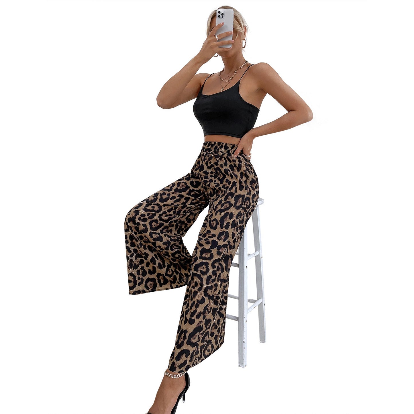Damen Leoparden-Haremshose Elastisch