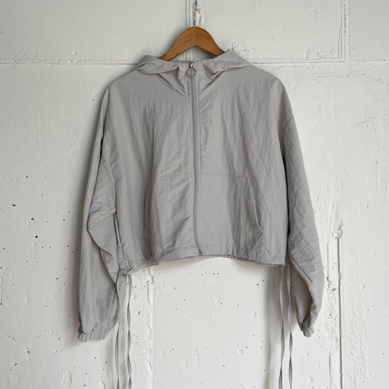 Damen Outdoor-Jacke Atmungsaktives Material Kordelzug