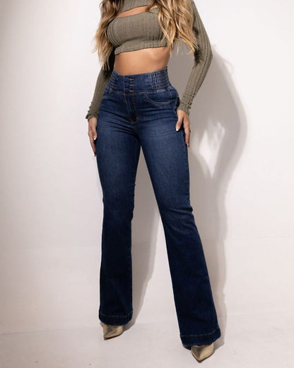 Damen Hochtaillierte Flared Jeans Norvielle Elegant