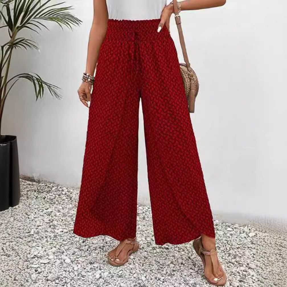 Damen Weite Hochbundhose Elastisch Grafisches Muster