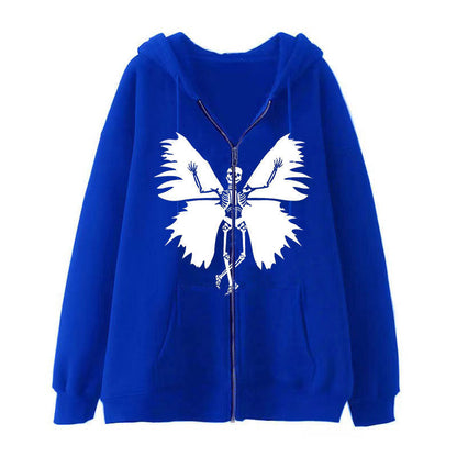Damen Hoodie Skelett Schmetterling Motiv Norvielle