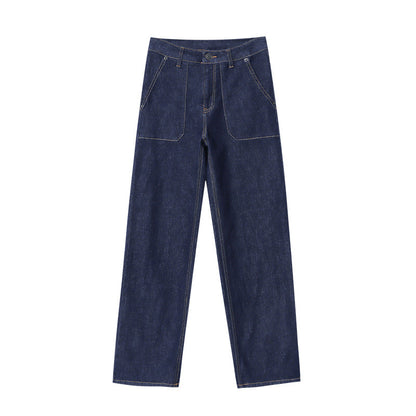 Damen High-Waist Jeans Lässiger Schnitt Mit Taschen Norvielle