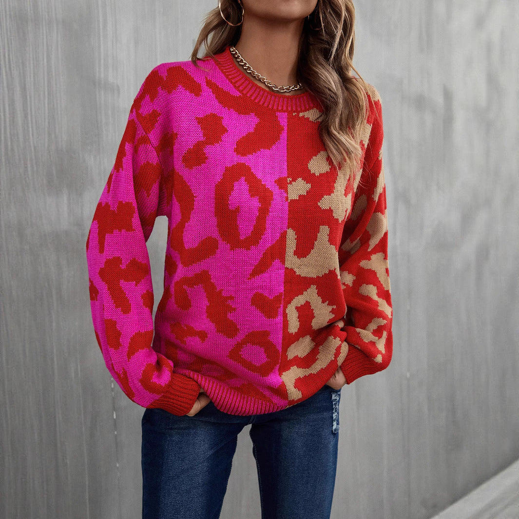 Damen Pullover Leo-Muster Bunt - Norvielle