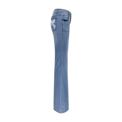 Damen Schlagjeans Dekorative Schleifen Norvielle