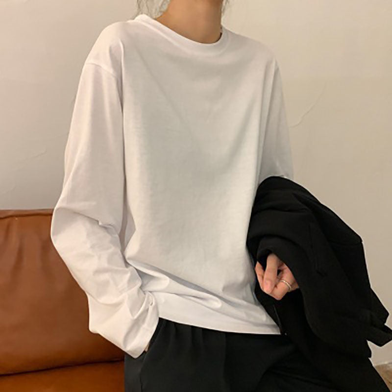 Damen Langarmshirt Baumwolle Klassisch Weiß - Norvielle