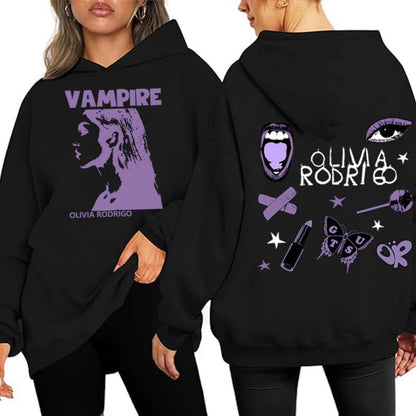 Damen Oversized Kapuzenpullover Vampir-Print